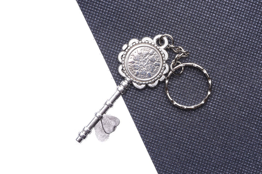 1932 93rd Birthday Luck Sixpence Two Hearts Keyring
