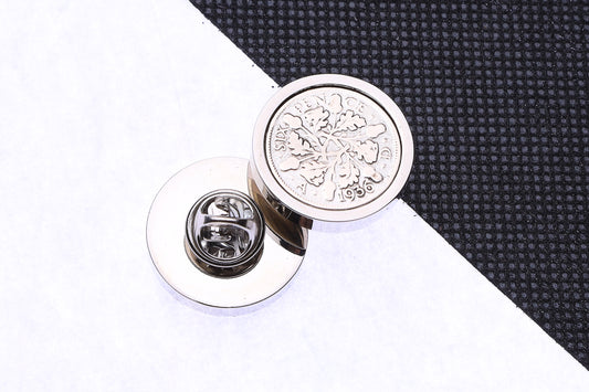 1936 Lucky Sixpence Coin Pin Badge-89th Birthday
