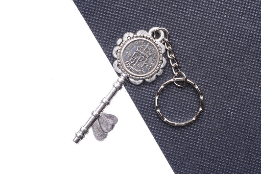 1941 84th Birthday Luck Sixpence Two Hearts Keyring