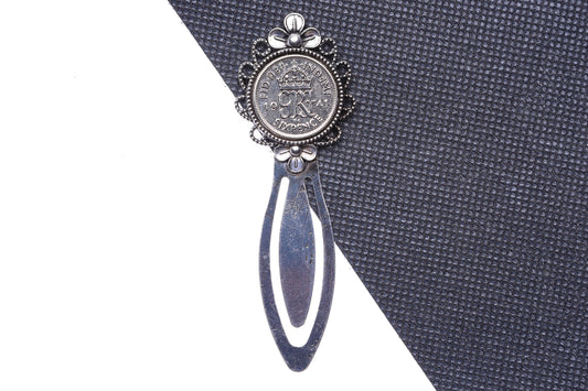 1941 84th Birthday Lucky Sixpence Flower Design Bookmark