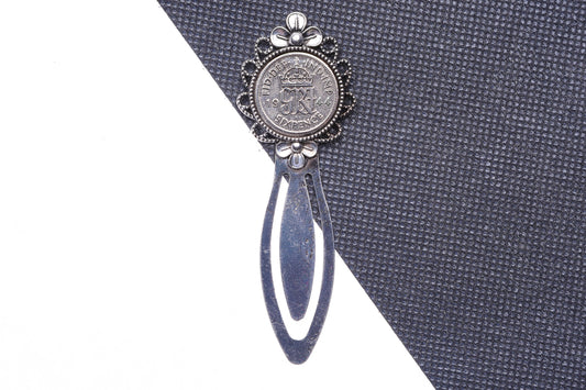 1944 81st Birthday Lucky Sixpence Flower Design Bookmark