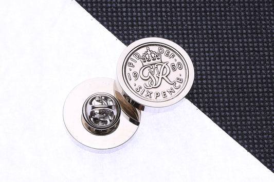 1950 Lucky Sixpence Coin Pin Badge-75th Birthday