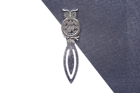 1950 75th Birthday Lucky Sixpence Owl Design Bookmark