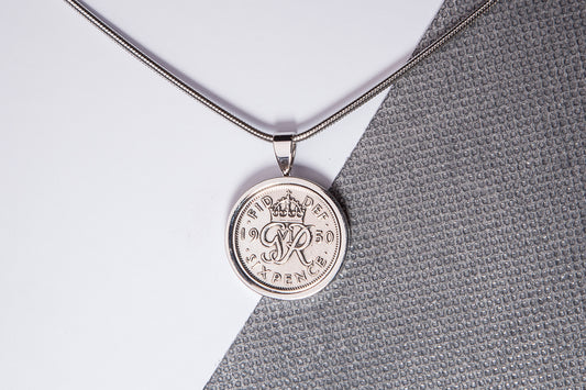 1950 Sixpence Pendant - 75th Birthday Gift