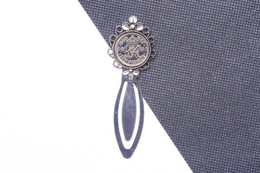 1951 74th Birthday Lucky Sixpence Flower Design Bookmark