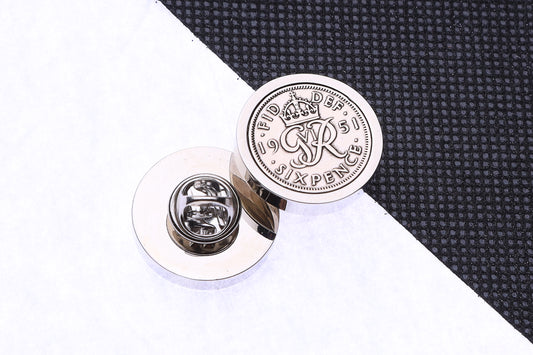 1951 Lucky Sixpence Coin Pin Badge-74th  Birthday
