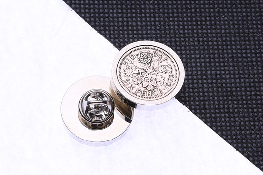 1960 Lucky Sixpence Coin Pin Badge-65th  Birthday