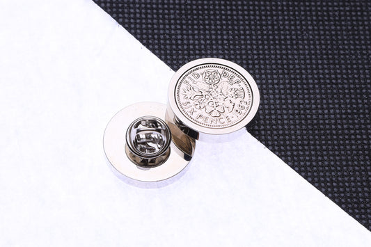 1962 Lucky Sixpence Coin Pin Badge-63rd  Birthday