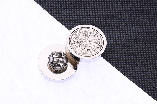 1963 Lucky Sixpence Coin Pin Badge-62nd  Birthday