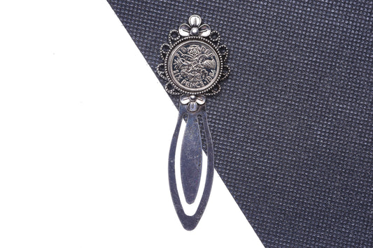 1964 61st Birthday Lucky Sixpence Flower Design Bookmark