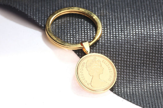 1974 Decimal One Pence Keyring - 51st Birthday Gift