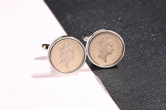 1991 Decimal Five Pence Cufflinks - 34th Birthday Gift