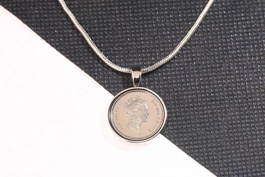 1993 Decimal Five Pence Pendant - 32nd Birthday Gift