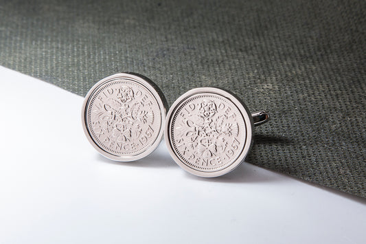 1967 58th Birthday Lucky Sixpence Cufflinks