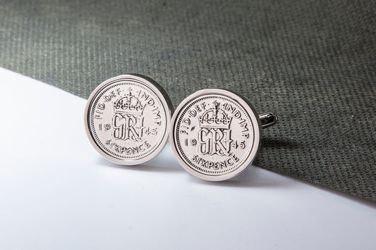 1945 80th Birthday Lucky Sixpence Cufflinks