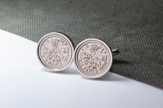 1954 71st Birthday Lucky Sixpence Cufflinks