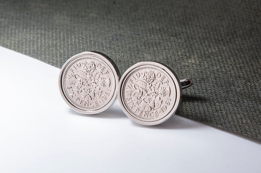 1961 64th Birthday Lucky Sixpence Cufflinks