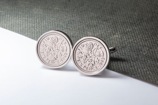 1962 63rd Birthday Lucky Sixpence Cufflinks