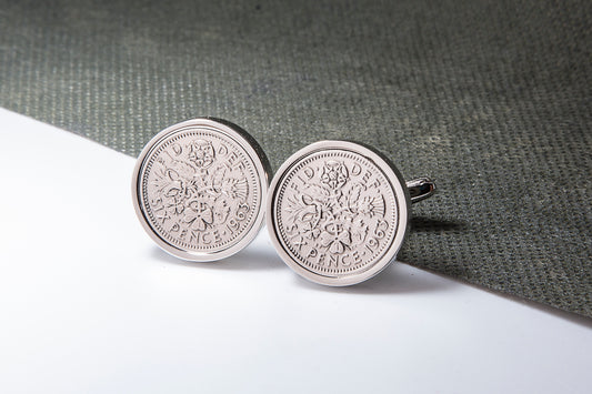 1963 62nd Birthday Lucky Sixpence Cufflinks