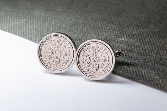 1964 61st Birthday Lucky Sixpence Cufflinks