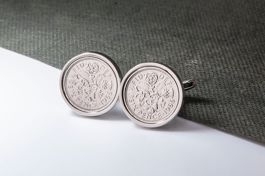 1966 59th Birthday Lucky Sixpence Cufflinks