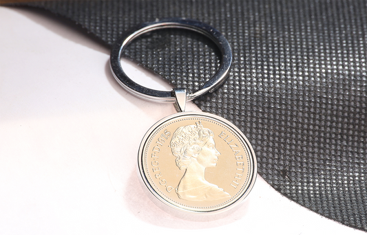 1975 Old Ten Pence Keyring - 50th Birthday Gift