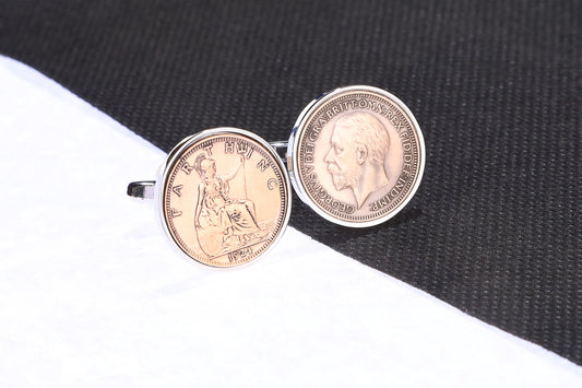 1924 100th Birthday Lucky Farthing Cufflinks-Choose Colour and Orientation