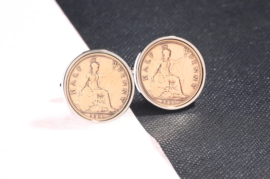 1924 100th Birthday Half Penny Cufflinks-Choose Colour and Orientation