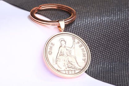 1926 One Penny  Keyring - 98th Birthday Gift - Choose Colour and Engraving