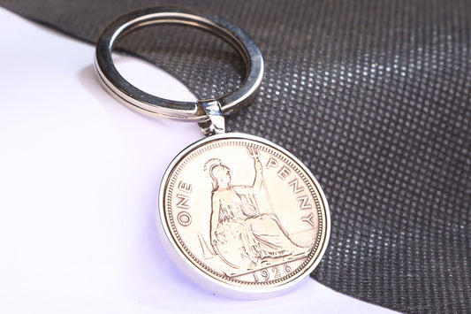 1926 One Penny  Keyring - 98th Birthday Gift - Choose Colour and Engraving