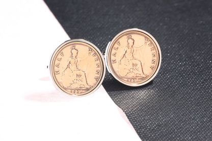 1927 97th Birthday Half Penny Cufflinks-Choose Colour and Orientation