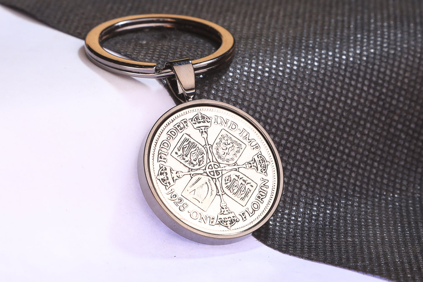 1928 Florin Keyring - 96th Birthday Gift - Choose Colour and Engraving