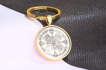 1928 Florin Keyring - 96th Birthday Gift - Choose Colour and Engraving