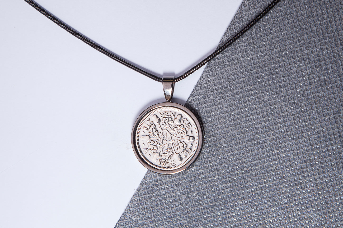 1928 Sixpence Pendant - 96th Birthday Gift - Choose Colour and Engraving