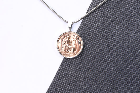 1928 Farthing Pendant - 96th Birthday Gift - Choose Colour and Engraving