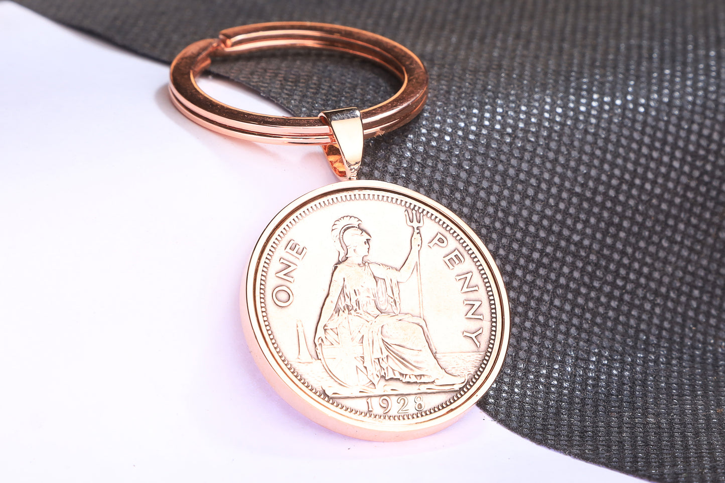 1928 One Penny  Keyring - 96th Birthday Gift - Choose Colour and Engraving