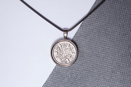 1929 Sixpence Pendant - 95th Birthday Gift - Choose Colour and Engraving