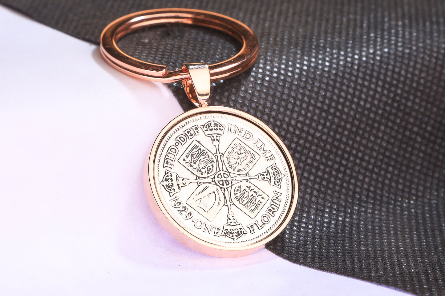 1929 Florin Keyring - 95th Birthday Gift - Choose Colour and Engraving