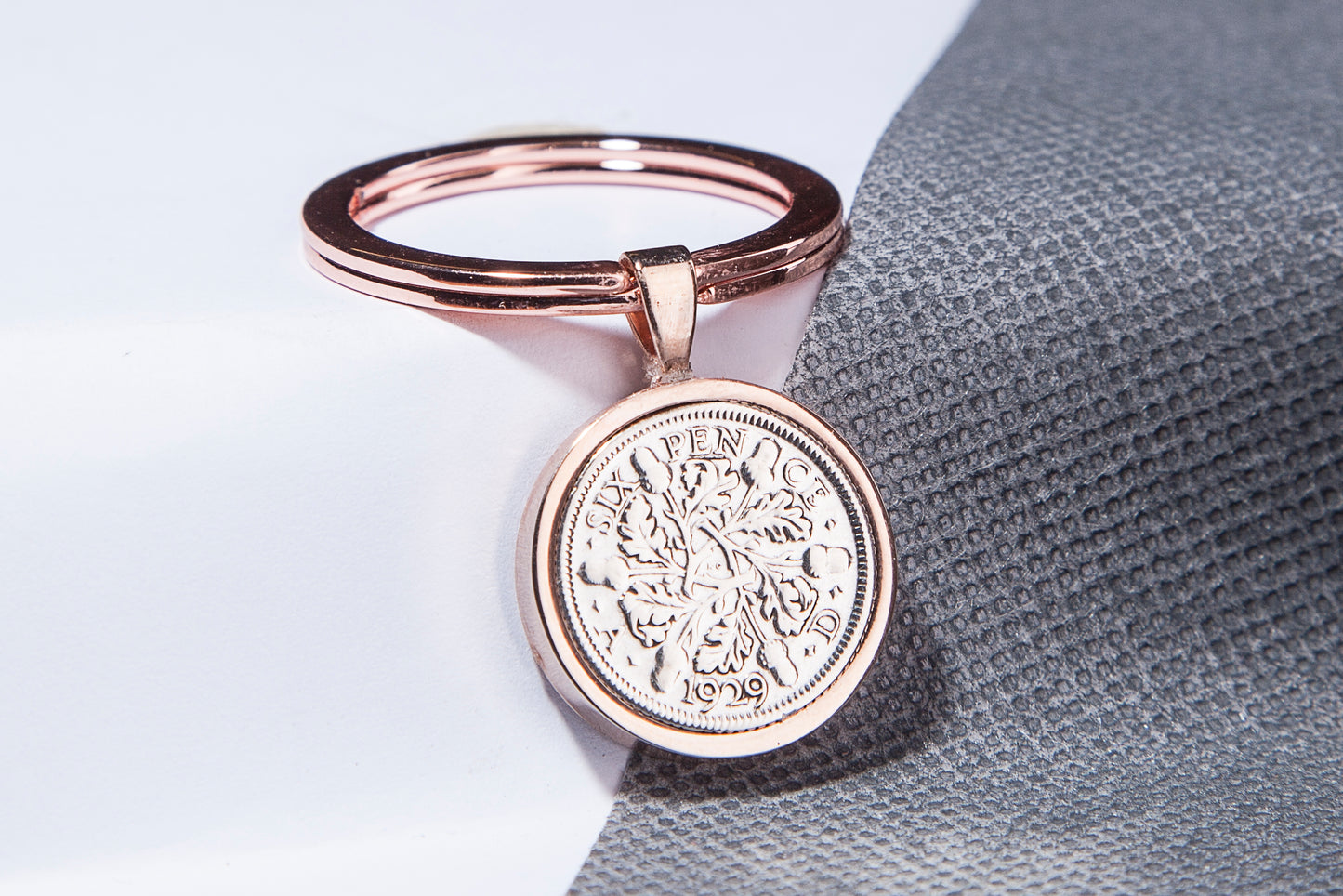 1929 Sixpence Keyring - 95th Birthday Gift - Choose Colour and Engraving