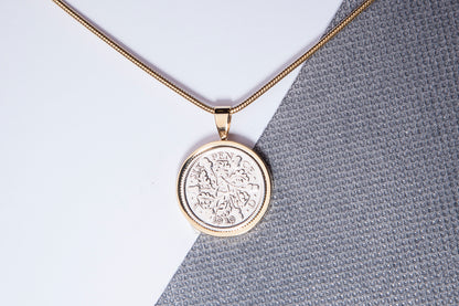 1929 Sixpence Pendant - 95th Birthday Gift - Choose Colour and Engraving