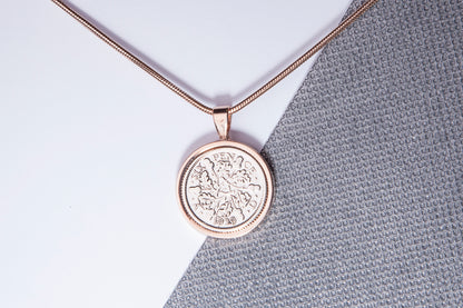 1929 Sixpence Pendant - 95th Birthday Gift - Choose Colour and Engraving