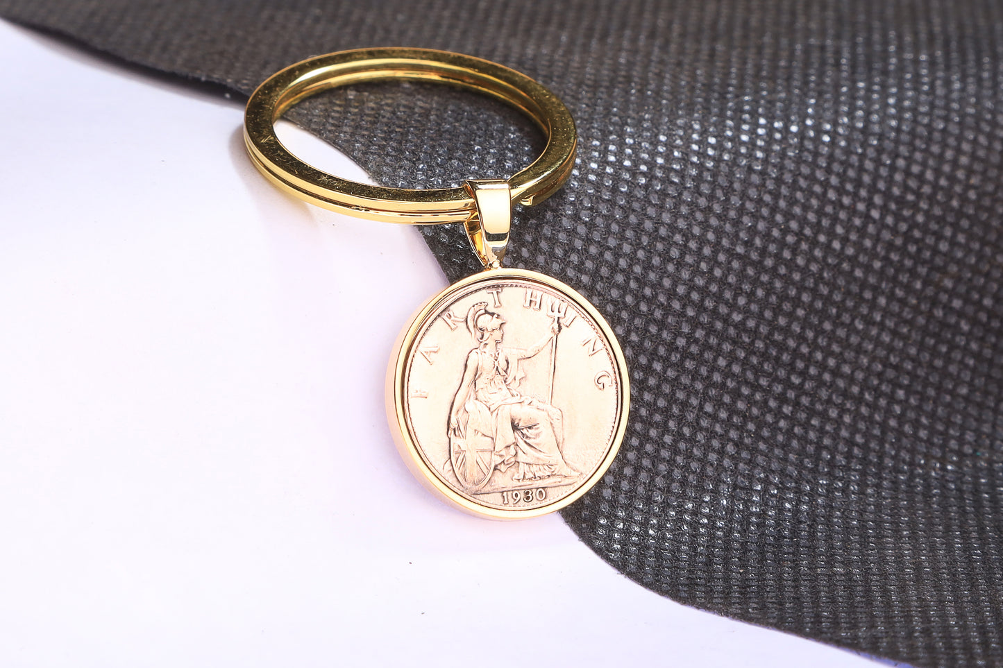 1930 Farthing Keyring - 94th Birthday Gift - Choose Colour and Engraving