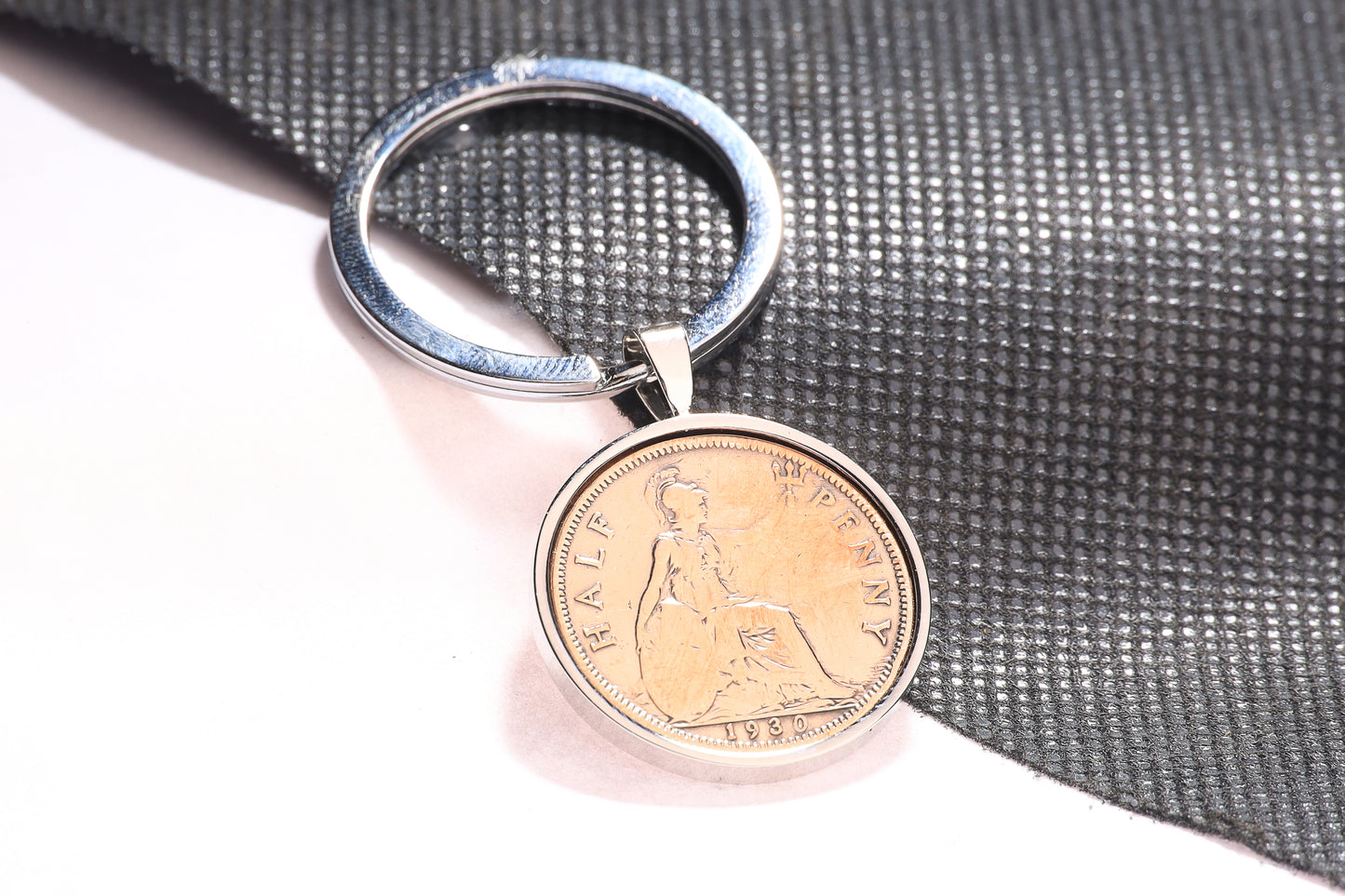 1930 Half Penny  Keyring - 94th Birthday Gift - Choose Colour and Engraving