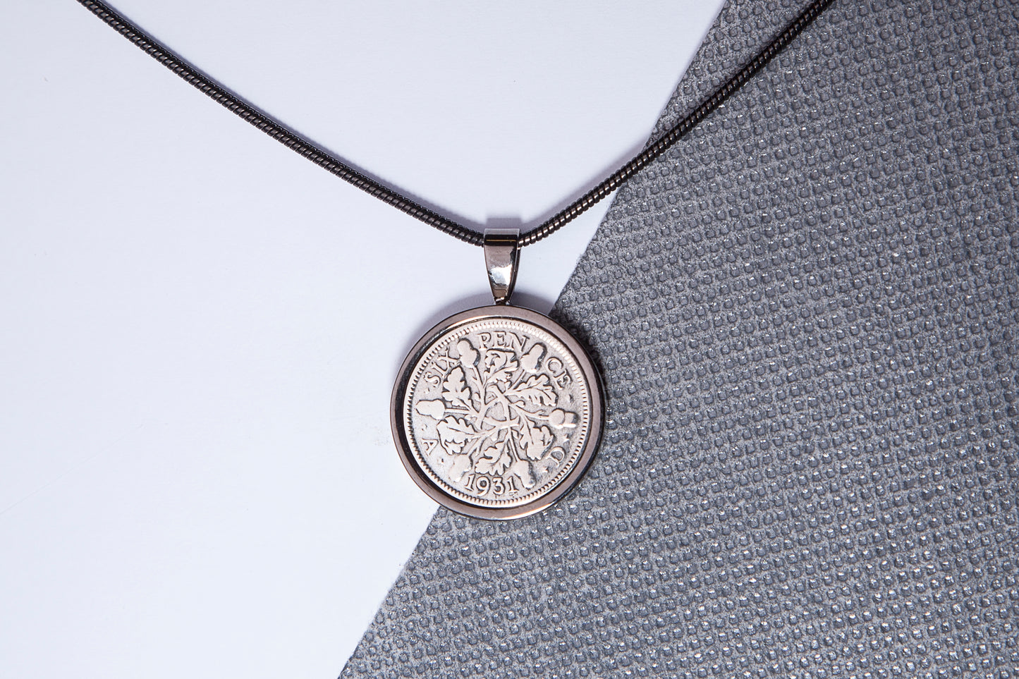 1931 Sixpence Pendant - 93rd Birthday Gift - Choose Colour and Engraving