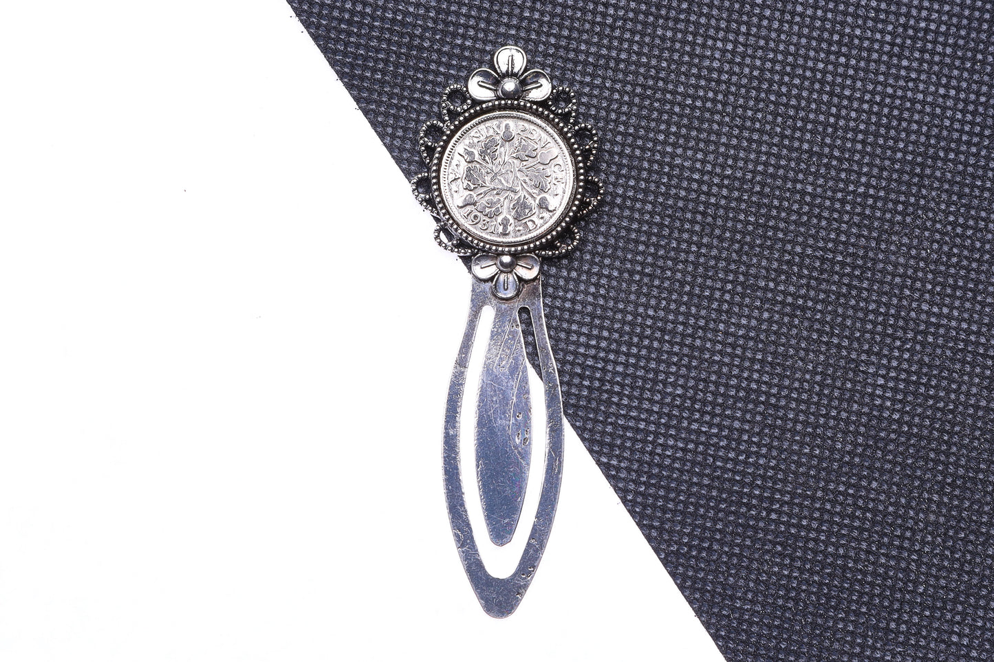 1931 93rd Birthday Lucky Sixpence Flower Design Bookmark