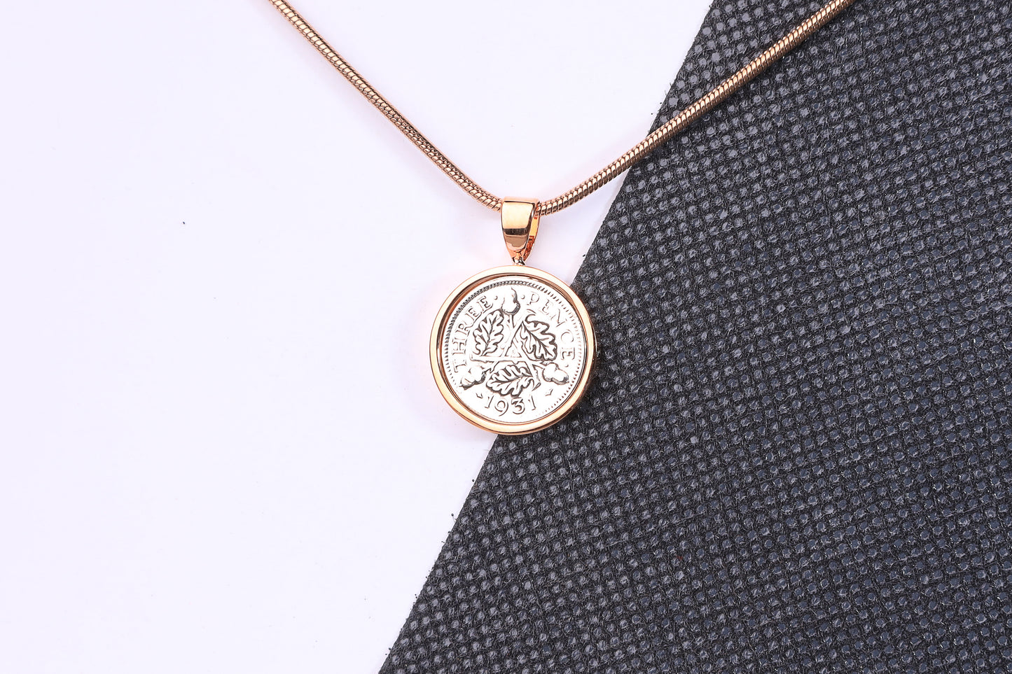 1931 Silver Threepence Pendant - 93rd Birthday Gift - Choose Colour and Engraving