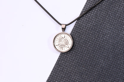 1931 Silver Threepence Pendant - 93rd Birthday Gift - Choose Colour and Engraving