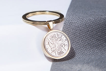 1931 Sixpence Keyring - 93rd Birthday Gift - Choose Colour and Engraving