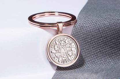 1932 Sixpence Keyring - 92nd Birthday Gift - Choose Colour and Engraving