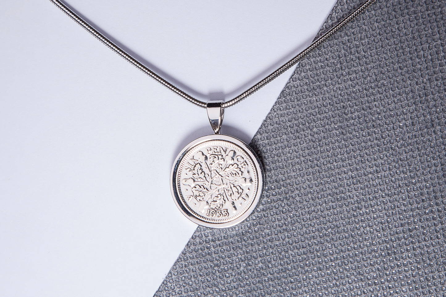 1933 Sixpence Pendant - 91st Birthday Gift - Choose Colour and Engraving